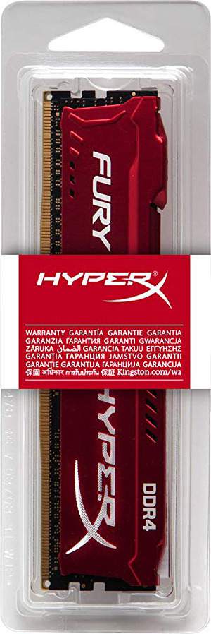 фото Модуль оперативной памяти Kingston HyperX Fury DDR4 DIMM, 8GB, 3466MHz, CL19, HX434C19FR2/8, red