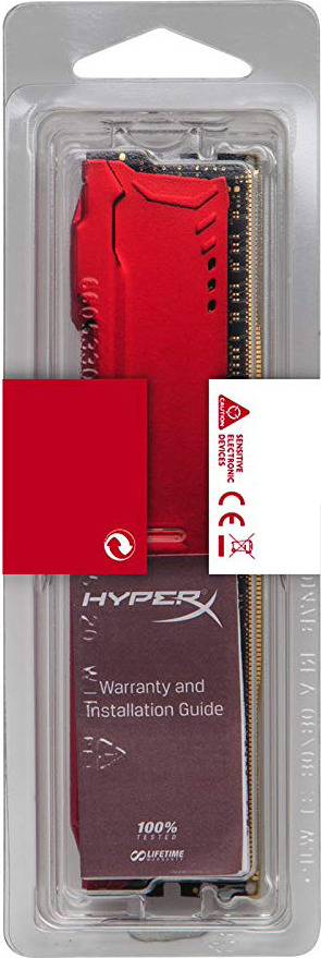 фото Модуль оперативной памяти Kingston HyperX Fury DDR4 DIMM, 8GB, 3466MHz, CL19, HX434C19FR2/8, red