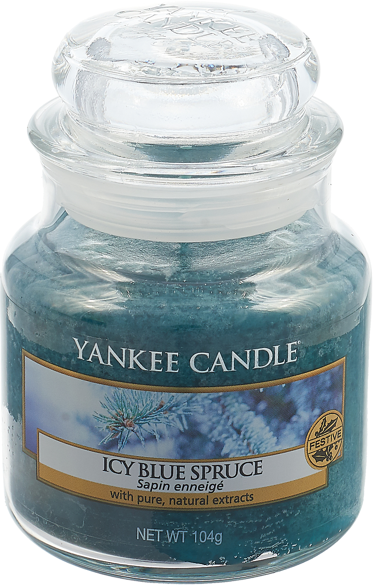 фото Свеча ароматизированная Yankee Candle "Заснеженная ель / Icy Blue Spruce" маленькая в стеклянной банке, 1595579E, 104 г