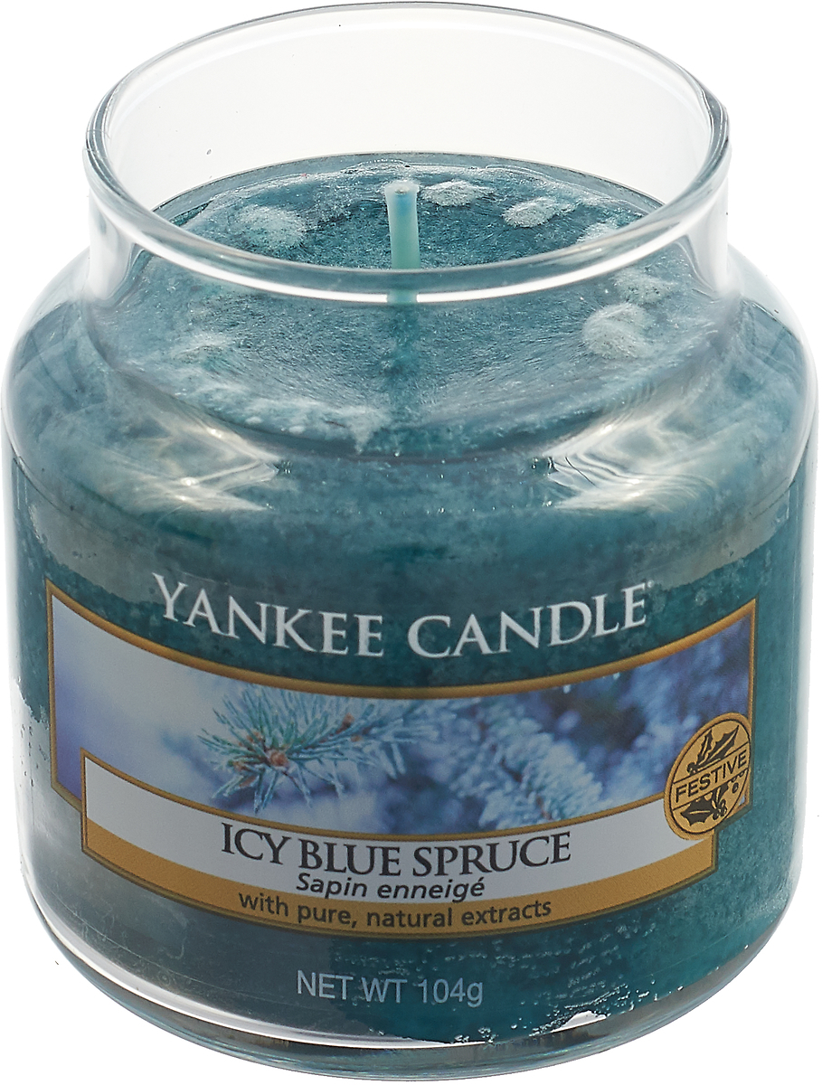 фото Свеча ароматизированная Yankee Candle "Заснеженная ель / Icy Blue Spruce" маленькая в стеклянной банке, 1595579E, 104 г