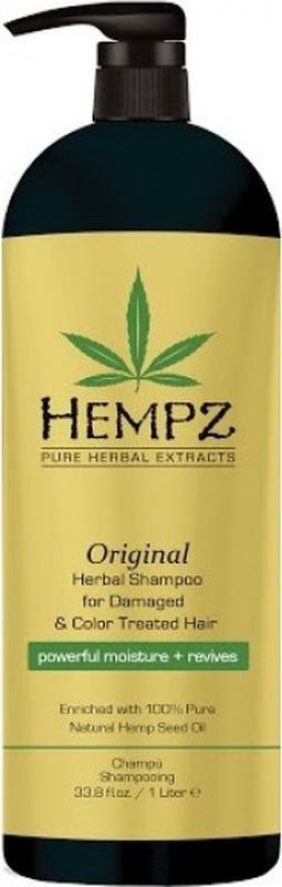 фото Шампунь для волос Hempz Original Herbal растительный, для поврежденных, окрашенных волос, 1 л