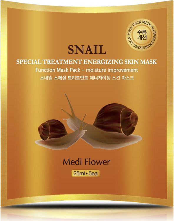 фото Маска для лица Medi Flower Special Treatment Energizing Mask Pack, с экстрактом улитки, 5 шт