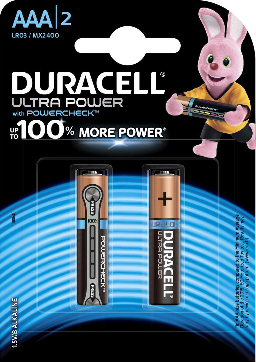 фото Набор батареек Duracell Ultra Power LR03-2BL, 5004804, 2 шт