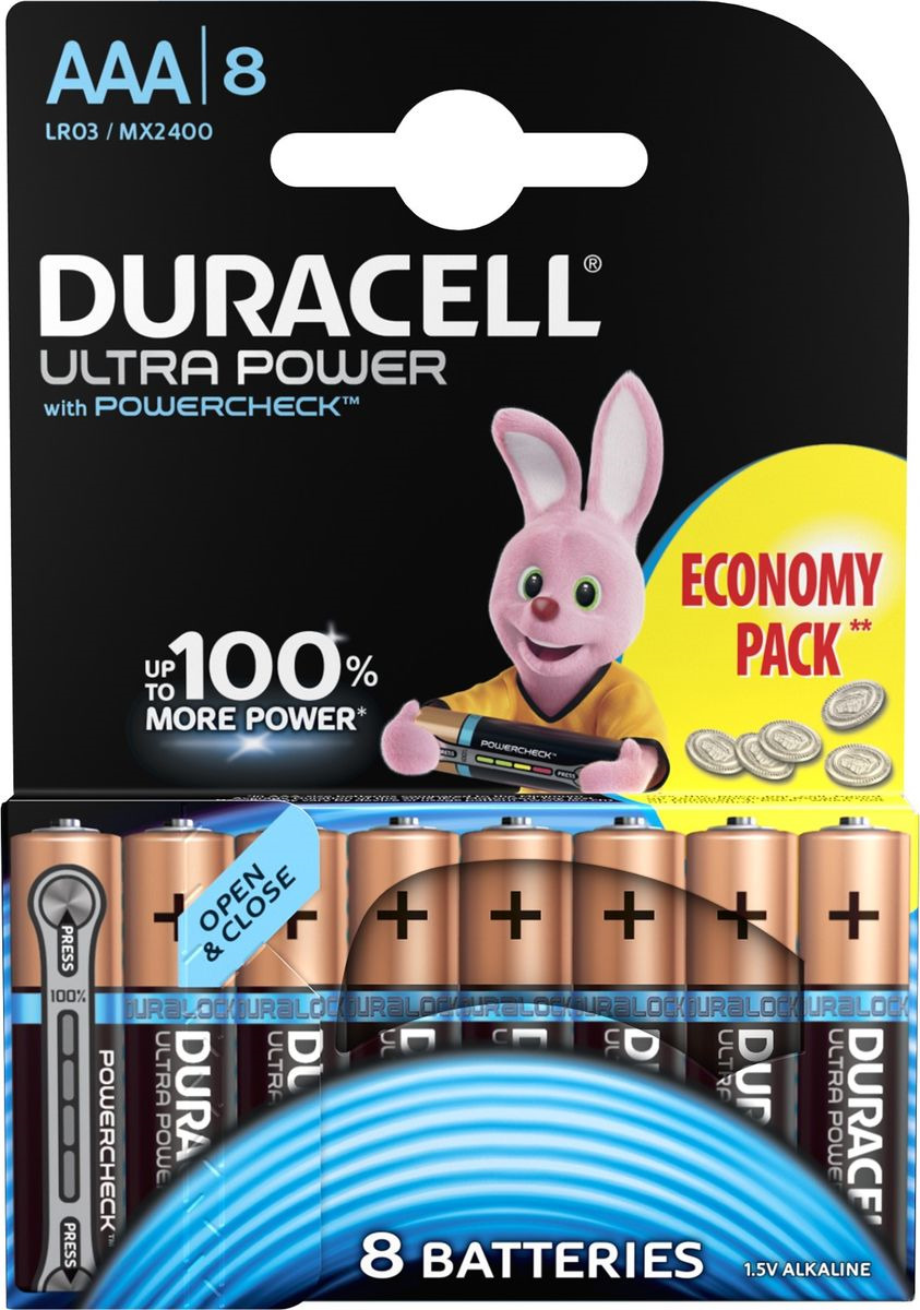 фото Набор батареек Duracell Ultra Power LR03-8BL, 5004808, 8 шт