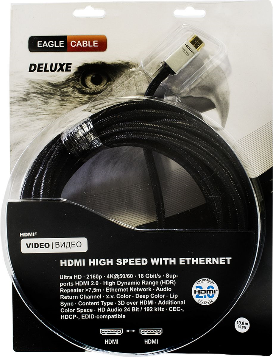 фото Кабель Eagle Cable Deluxe II, HDMI 2.0, 10012100, черный, 10 м