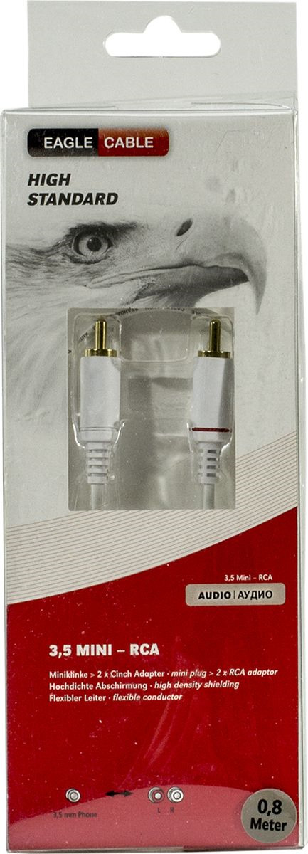 фото Кабель Eagle Cable HS, Mini(m) - 2xRCA, 20071208, белый, 0,8 м