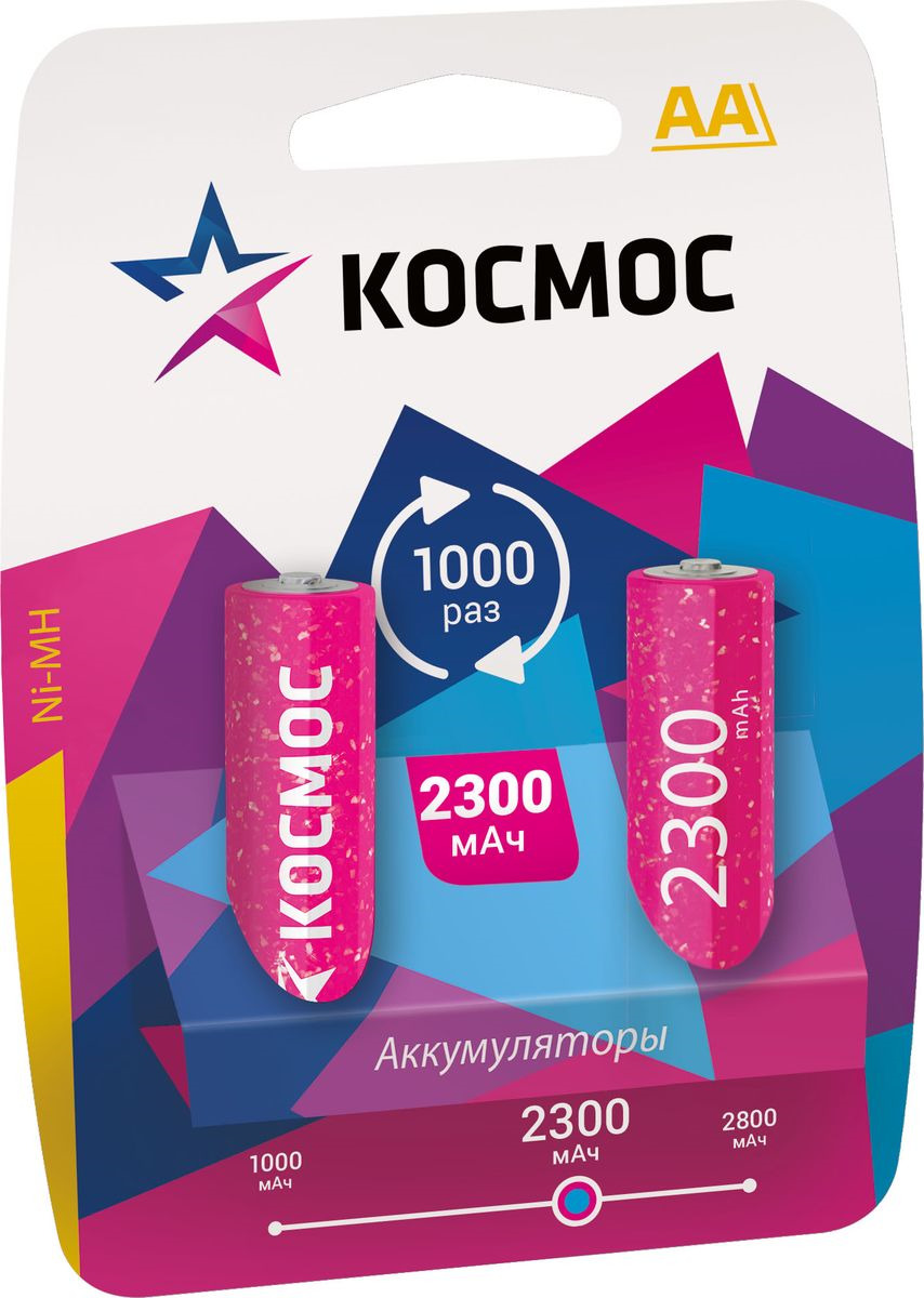 фото Аккумулятор Космос, R6, NI-MH, 2300 mah, Max, 2 шт