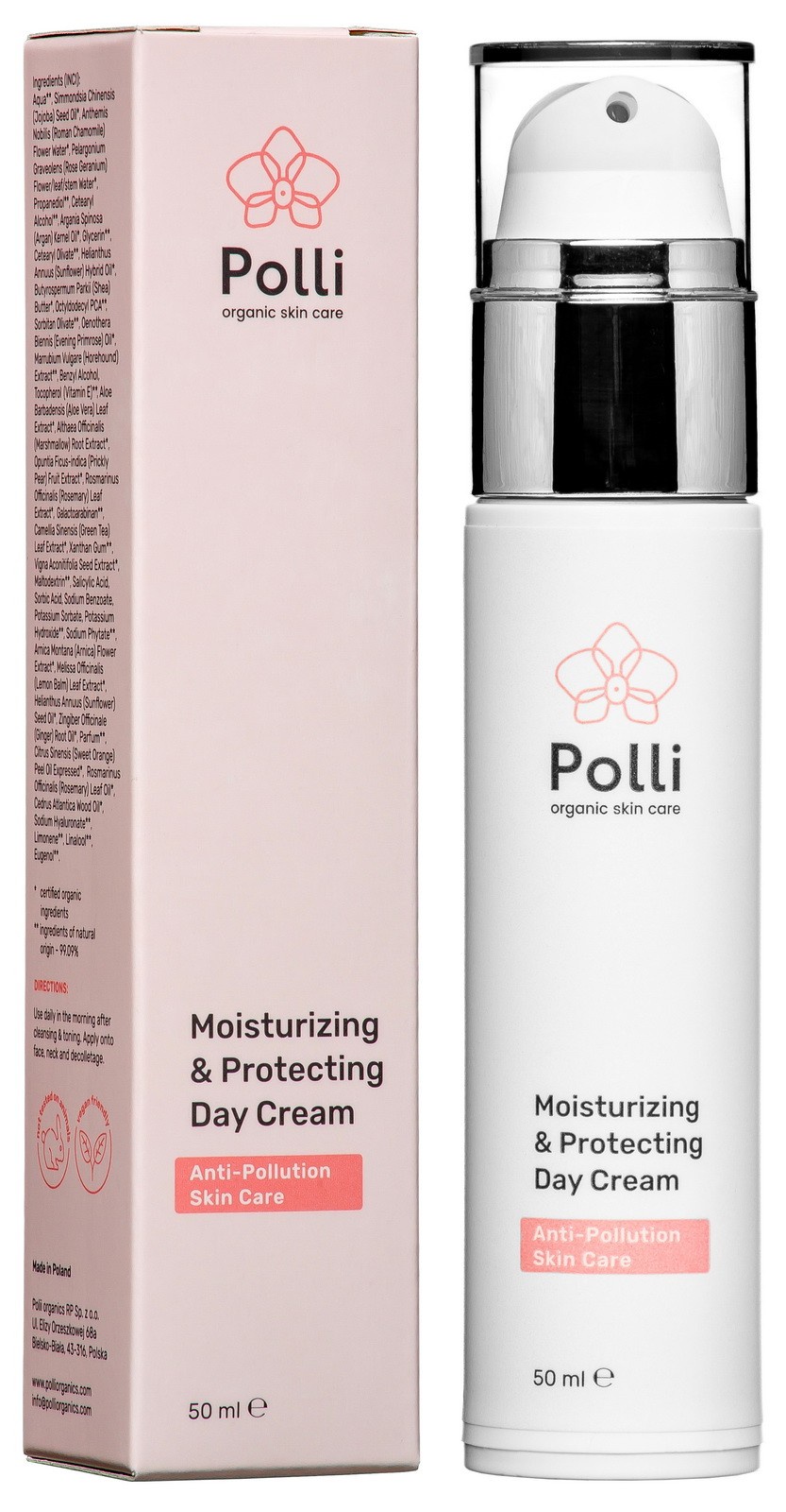 фото Крем для лица Polli Organic Skin Care защитный и увлажняющий, 50 мл