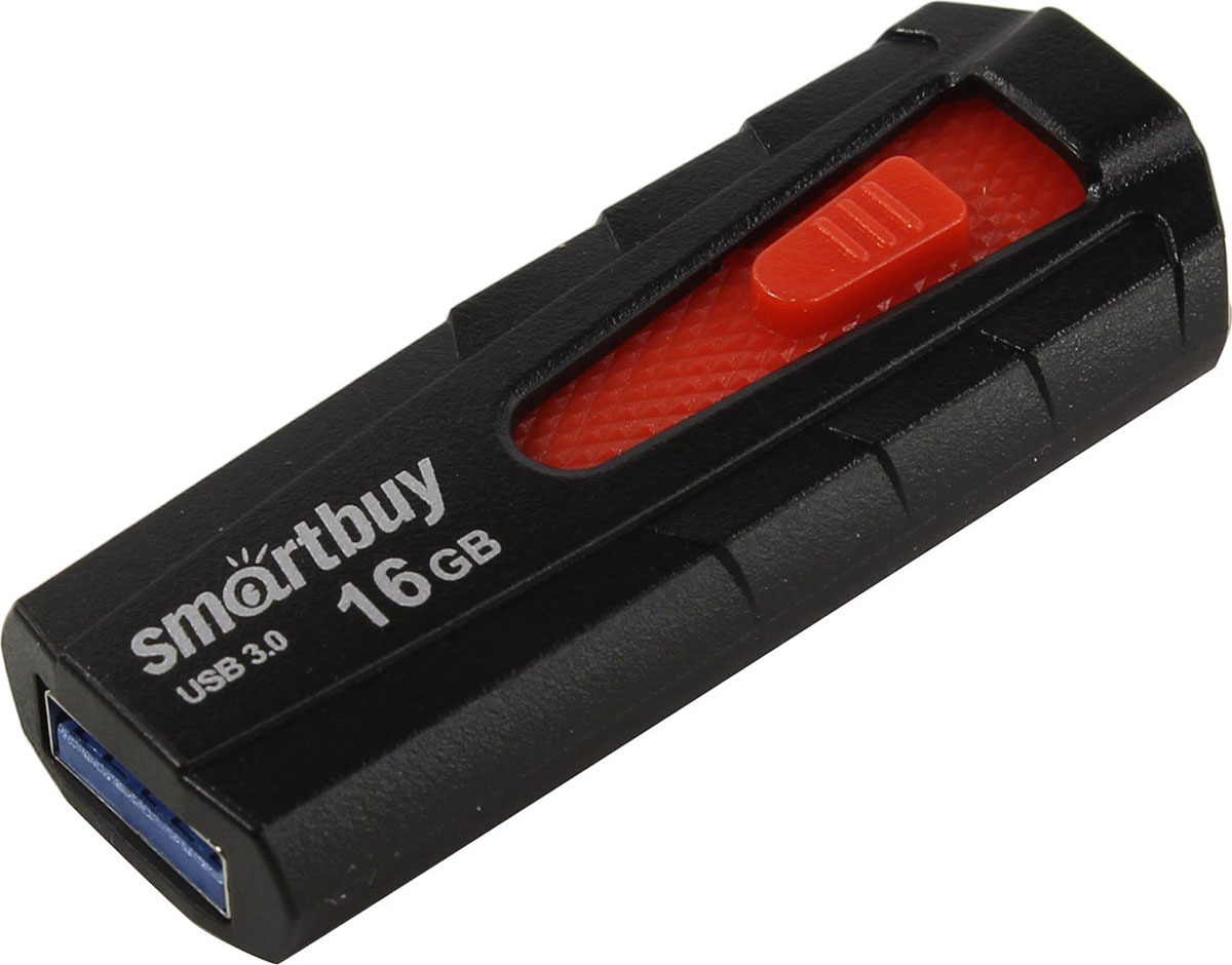 фото USB Флеш-накопитель SmartBuy Iron, SB16GBIR-K3, 16 ГБ, black red