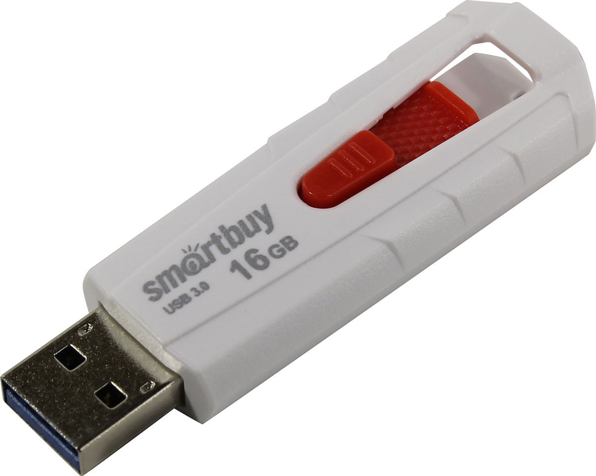 фото USB Флеш-накопитель SmartBuy Iron, SB16GBIR-W3, 16 ГБ, white red