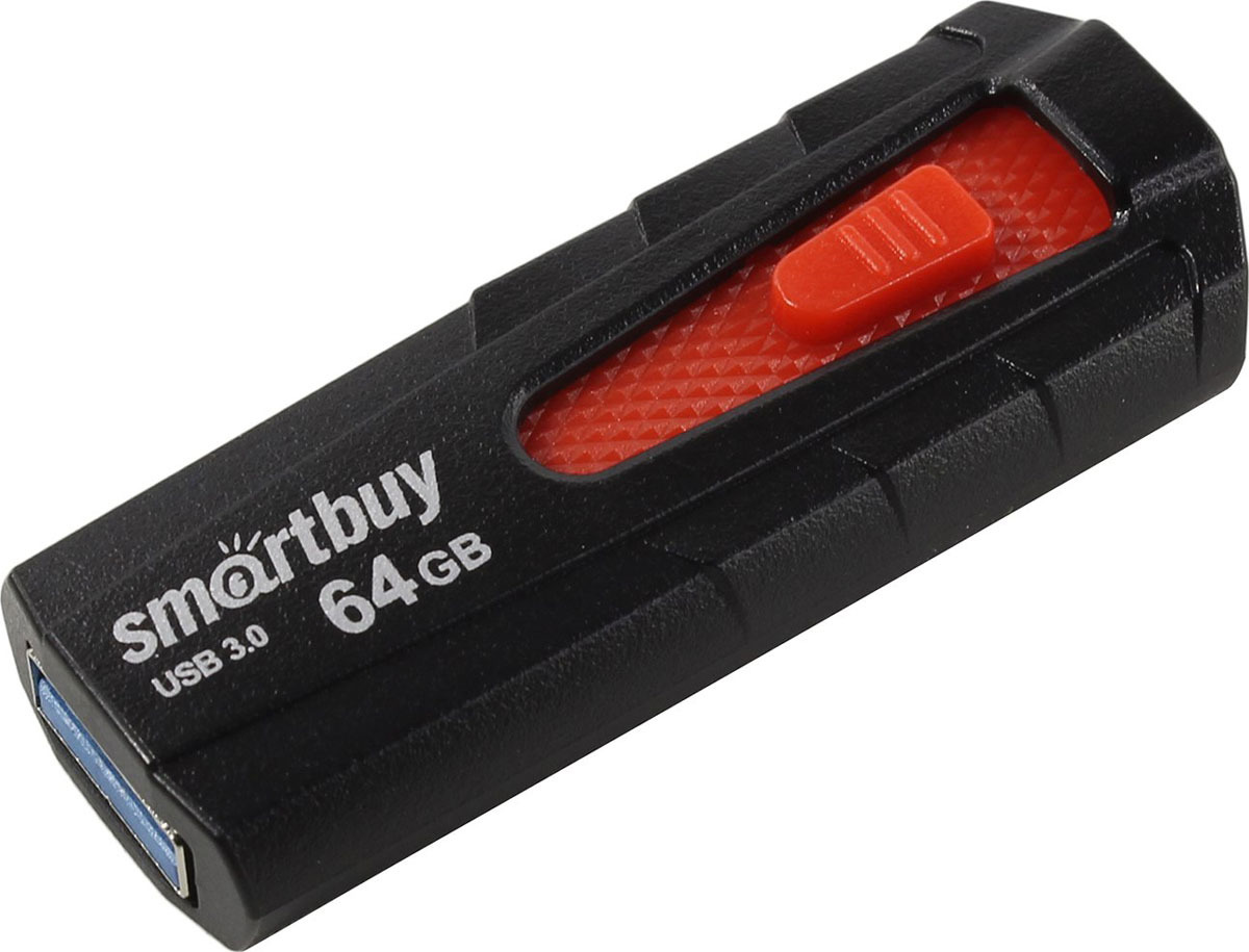 фото USB Флеш-накопитель SmartBuy Iron, SB64GBIR-B3, 64 ГБ, black red