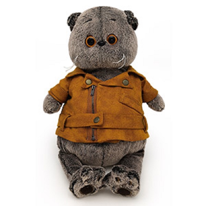 фото Мягкая игрушка Буди Баса Budibasa Басик в куртке-косухе, 19 см, Ks19-110 светло-серый Basik & kо