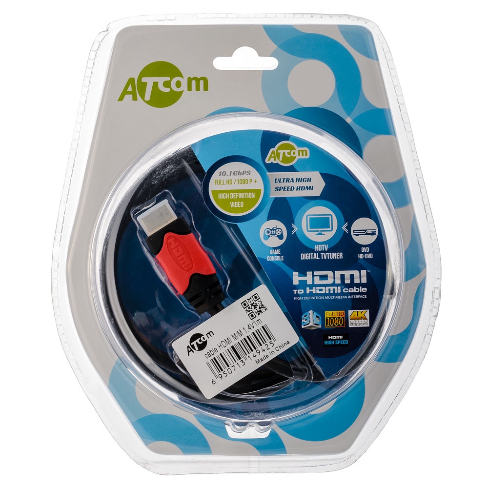 фото Кабель ATcom HDMI 1м, версия 1.4, блистер, AT4942