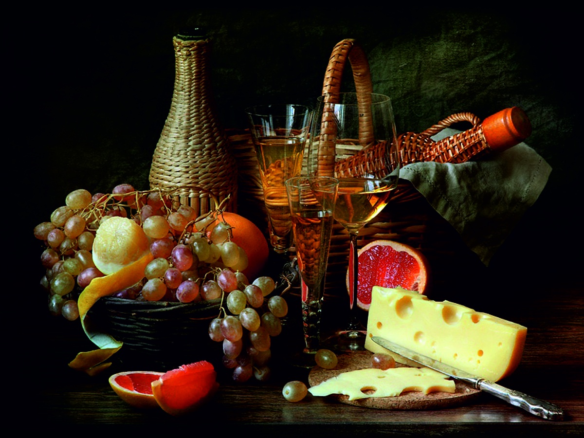фото Канвас ОранжевыйСлоник "Вино и сыр", 30х40 Оранжевый слоник