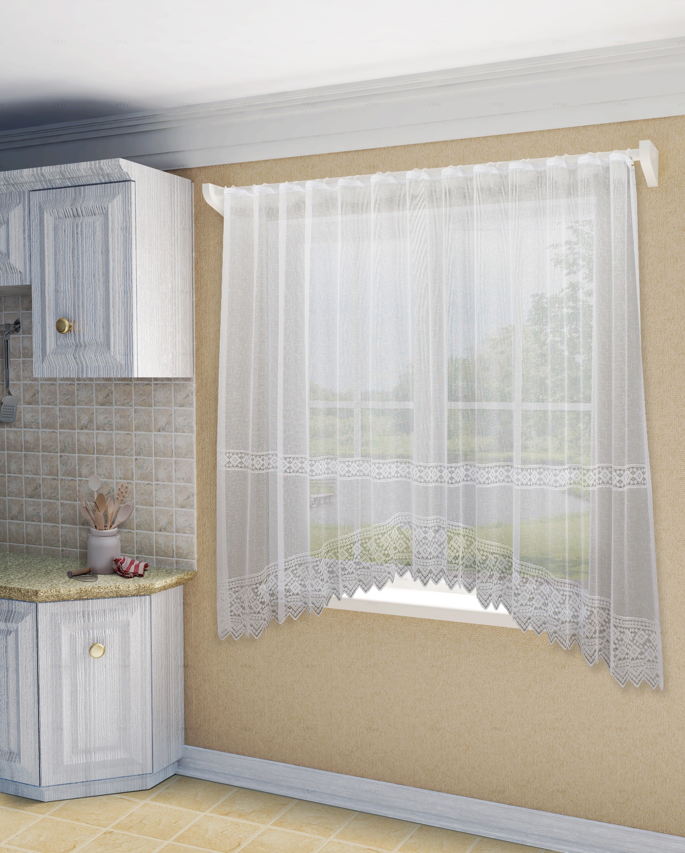 фото Тюль Sanpa Home Collection HP7828/1/1E Аталья белый арка, , 320*190см, HP7828/1/1E Аталья белый арка, , 320*190см, Полиэстер