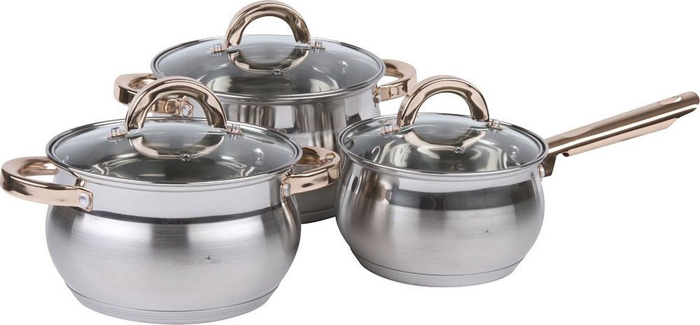 фото Набор посуды Pomi d'Oro Levita PSS-640003-3, серебристый, 6 предметов