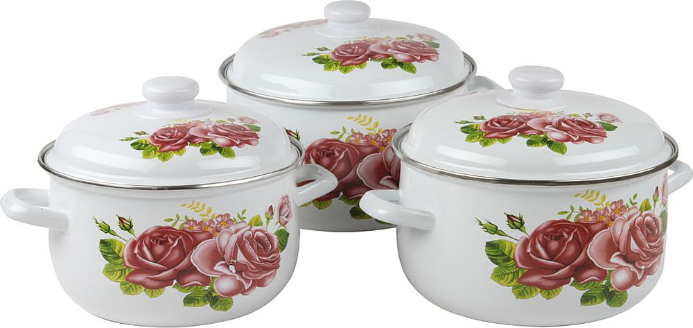 фото Набор посуды Pomi d'Oro PEM-640019-L, белый, красный, 6 предметов