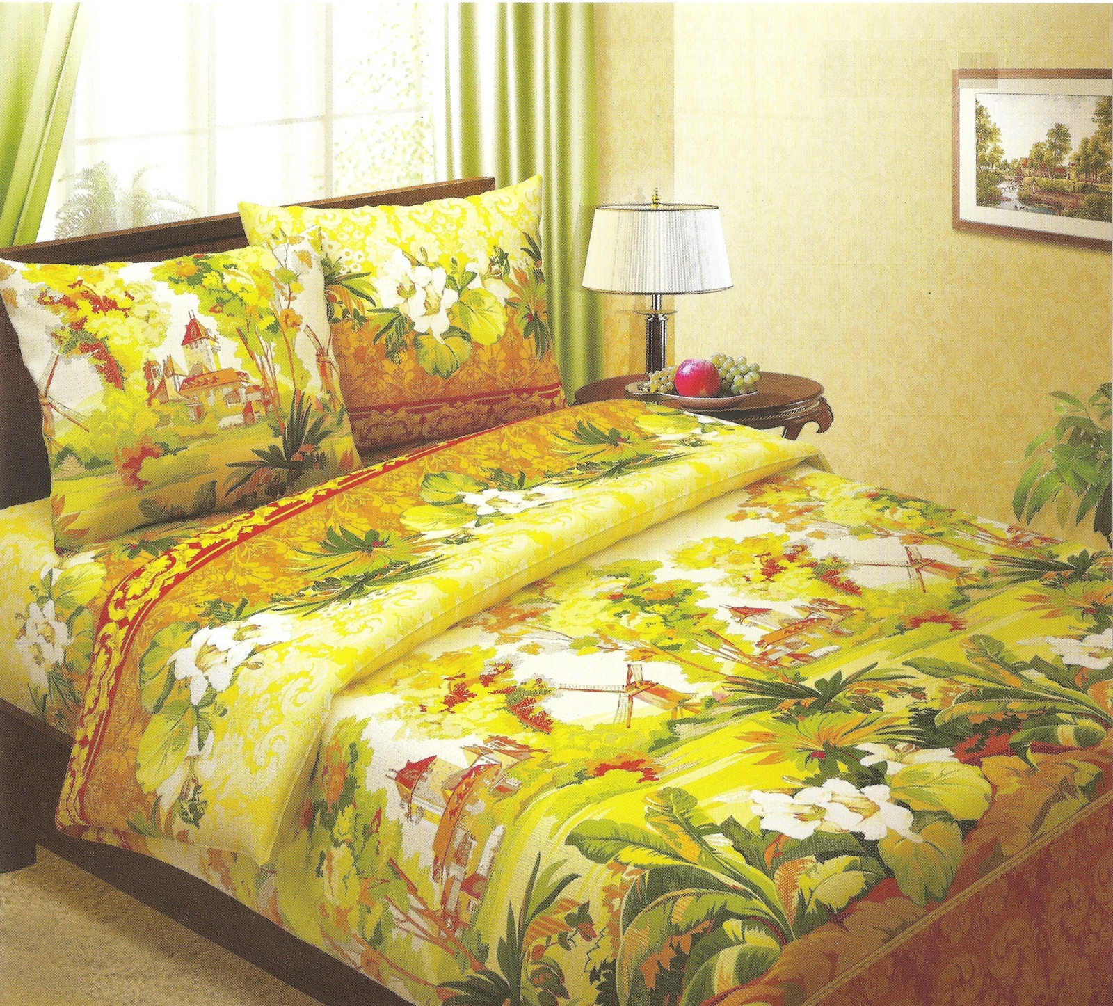 фото Комплект постельного белья BegAl бязь, БК001-516-1, коричневый, желтый, зеленый