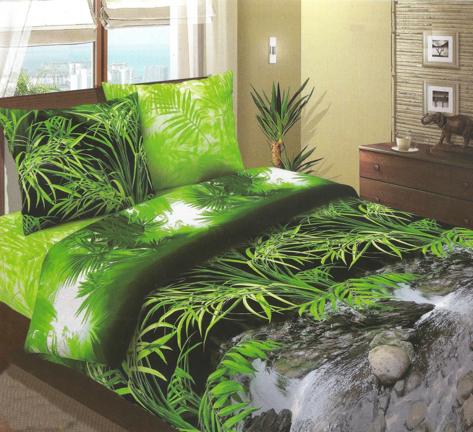 фото Комплект постельного белья BegAl бязь, БК001-532-1, зеленый, черный, серый