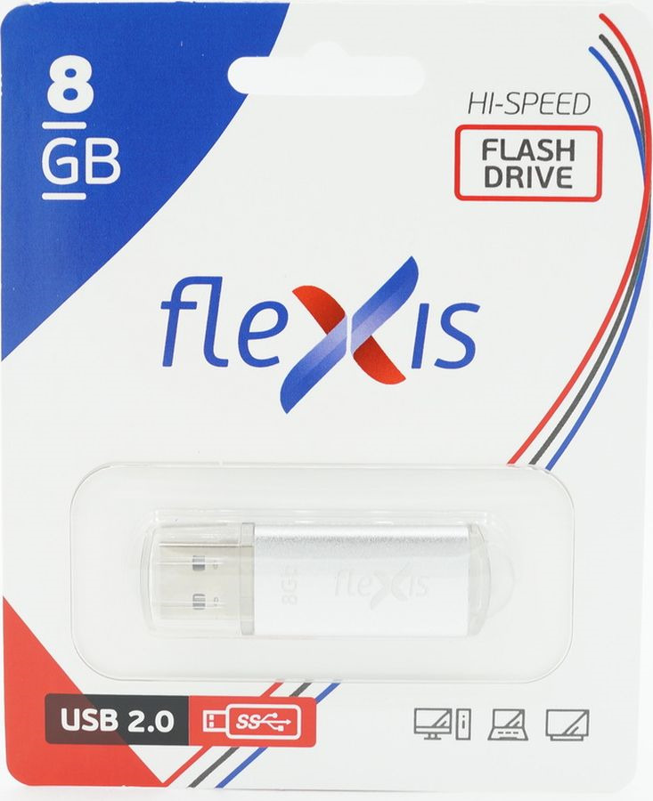 фото USB флеш-накопитель Flexis RB-108 8GB, FUB20008RB-108, серебристый