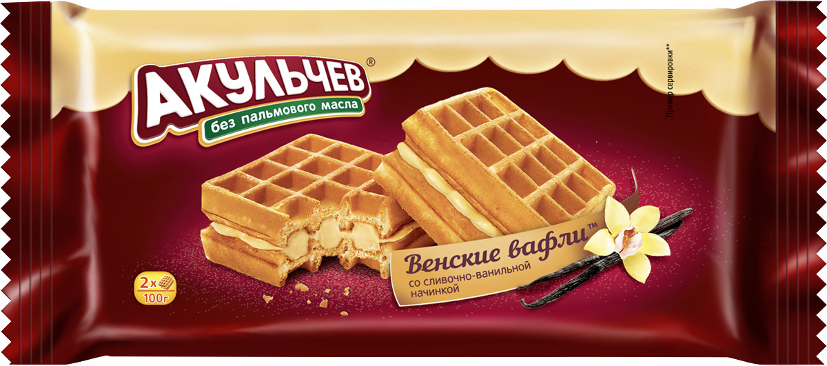 Вафли Акульчев Венские, сливочные с ванилью, 100 г — купить в интернет ...