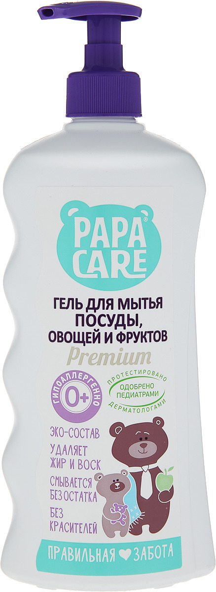 фото Papa Care Гель для мытья детской посуды с помпой 500 мл