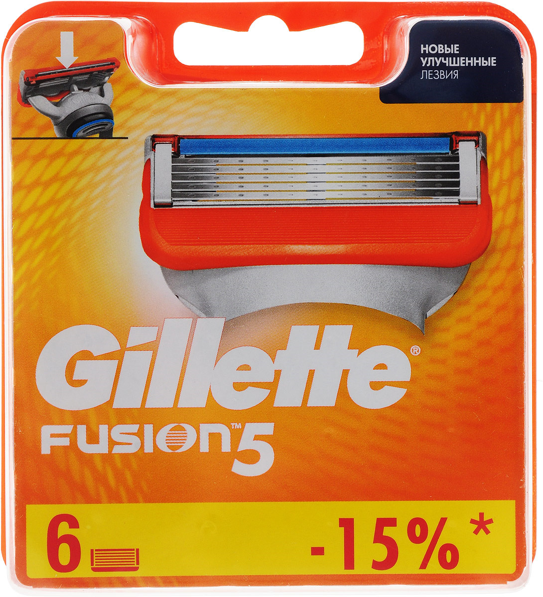 фото Сменные кассеты Gillette Fusion5 для мужской бритвы, 6 шт