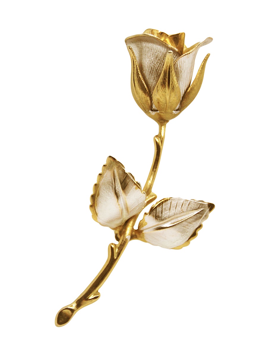фото Брошь бижутерная Giovanni  "Королевская роза", Ювелирный сплав, 7 см, НПО2401-32, золотой, серебристый