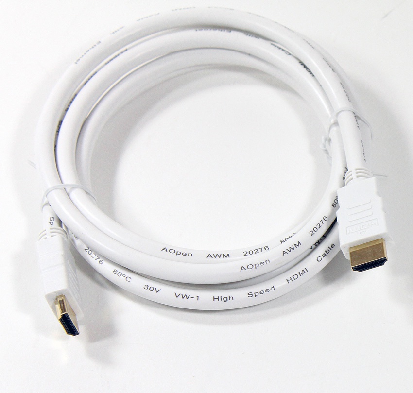 фото Кабель AOPEN HDMI 19M/M 1.4V+3D/Ethernet 1.8m, ACG511W-1.8M