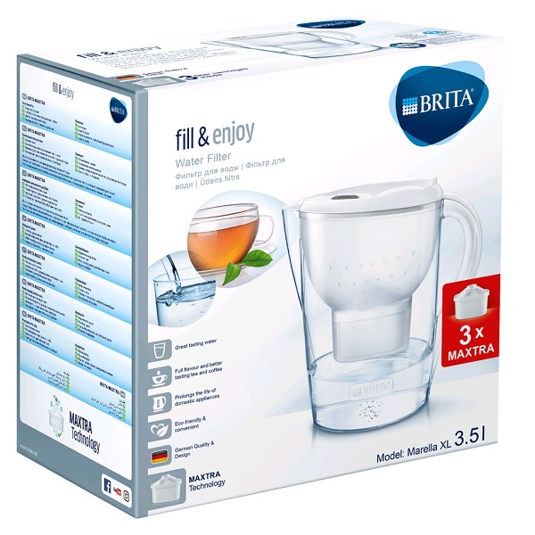 фото Фильтр-кувшин BRITA "MARELLA XL белый", в комплекте 3 кассеты, F0000007012