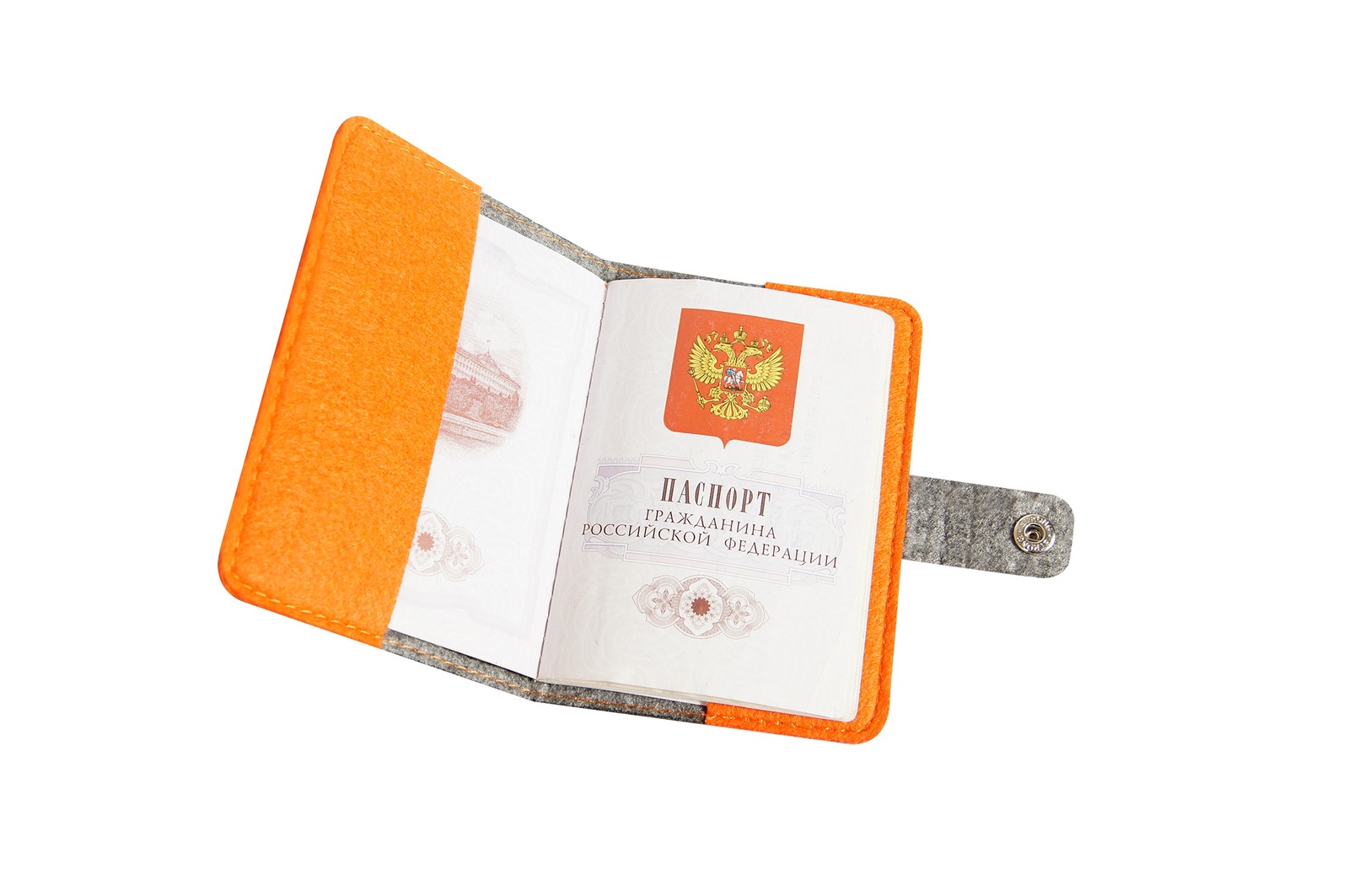 фото Обложка для паспорта IQ Format  из фетра серо-оранжевая , серый