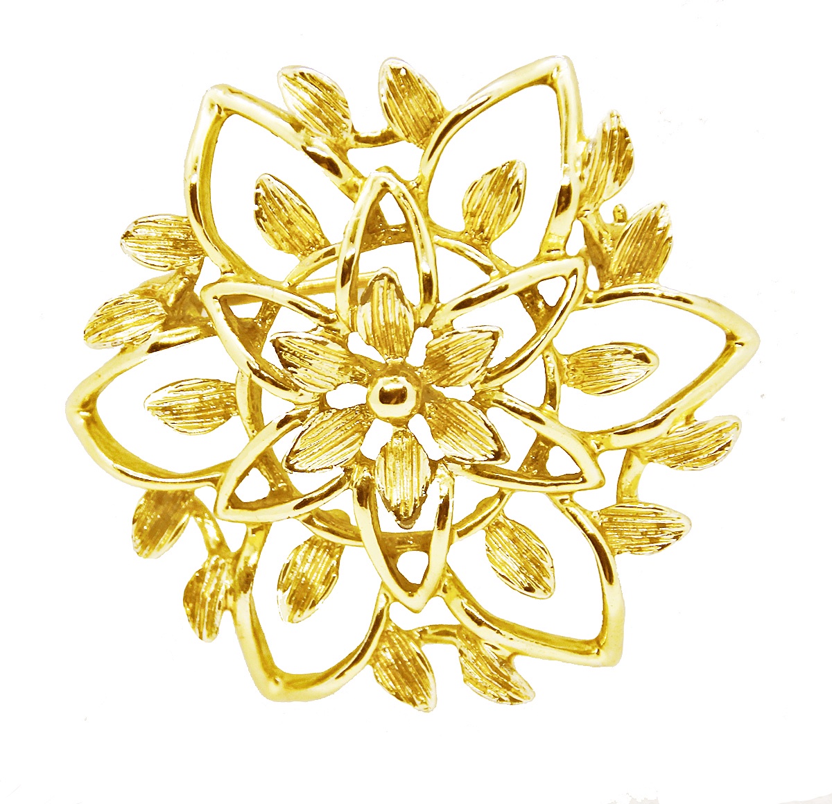 фото Брошь бижутерная Sarah Coventry "Винтажная брошь - Золотистый цветок". Канада, 1970-е годы, Ювелирный сплав, 4 см, золотой