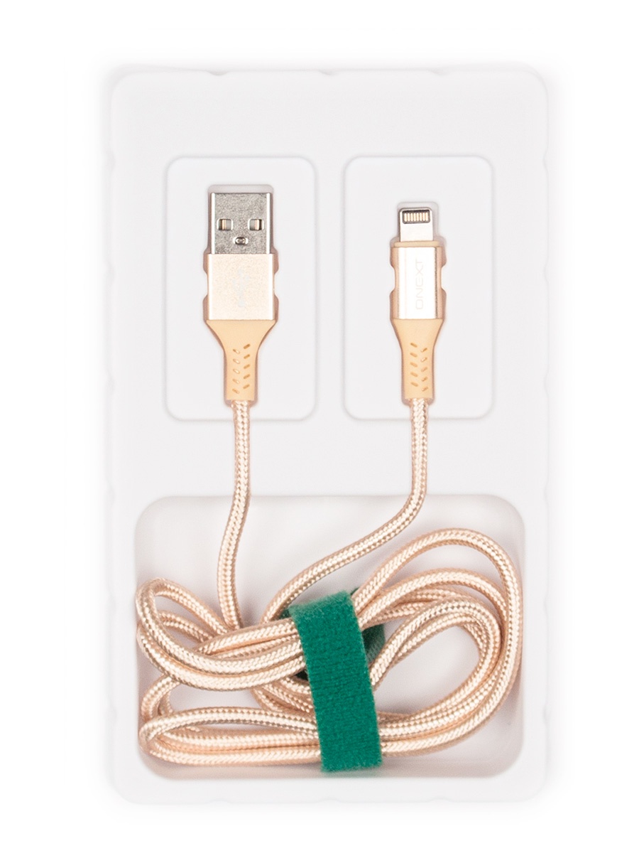 фото Кабель Onext 8-pin lightning - USB-A, 1,2 м, нейлон, 70607, золотой