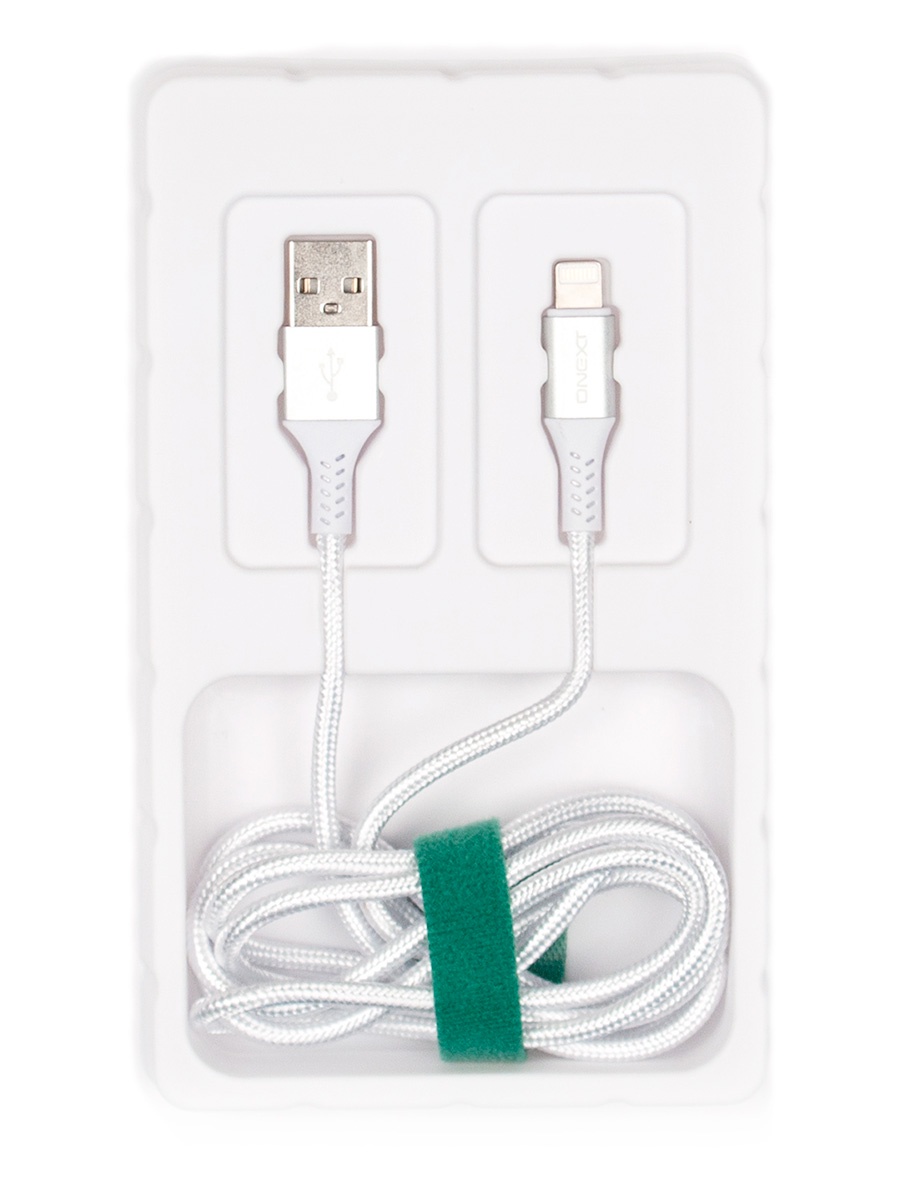 фото Кабель Onext lightning 8-pin - USB-A, 1,2 м, нейлон, 70608, серебристый