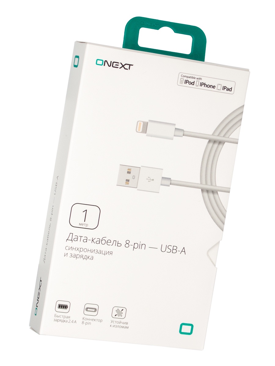 фото Кабель Onext lightning -USB-A, 70611, белый