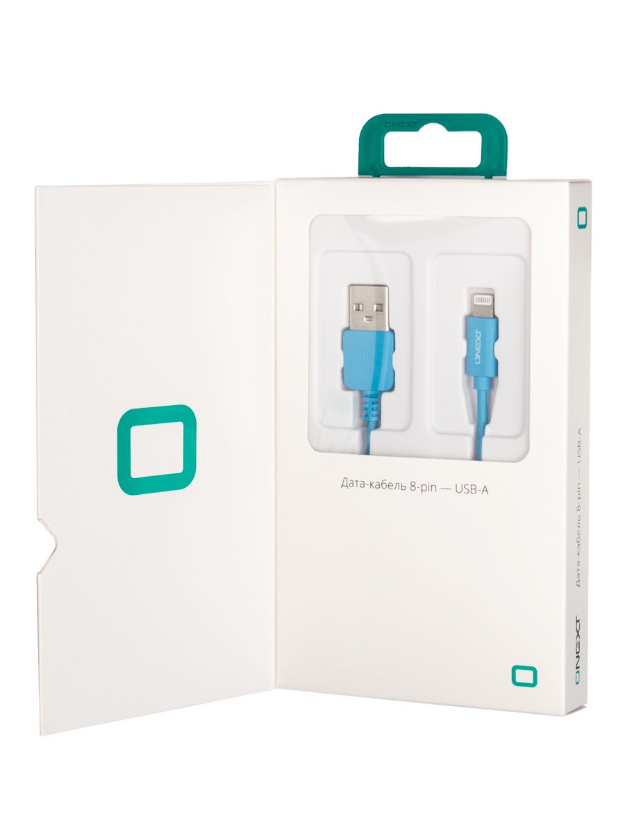 фото Кабель Onext lightning 8-pin - USB-A, 1 м, ТПЭ, голубой