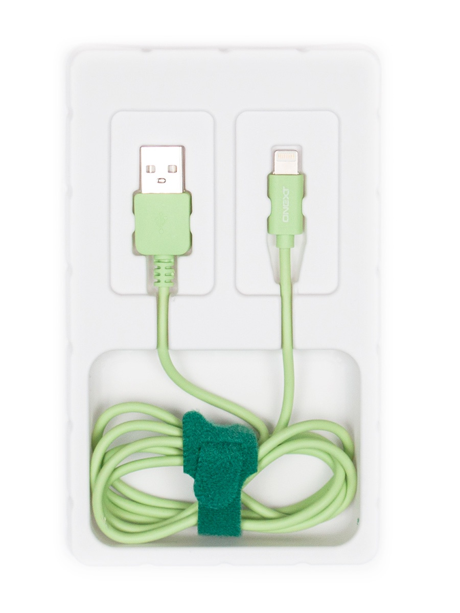 фото Кабель Onext lightning 8-pin - USB-A, 1 м, ТПЭ, зеленый