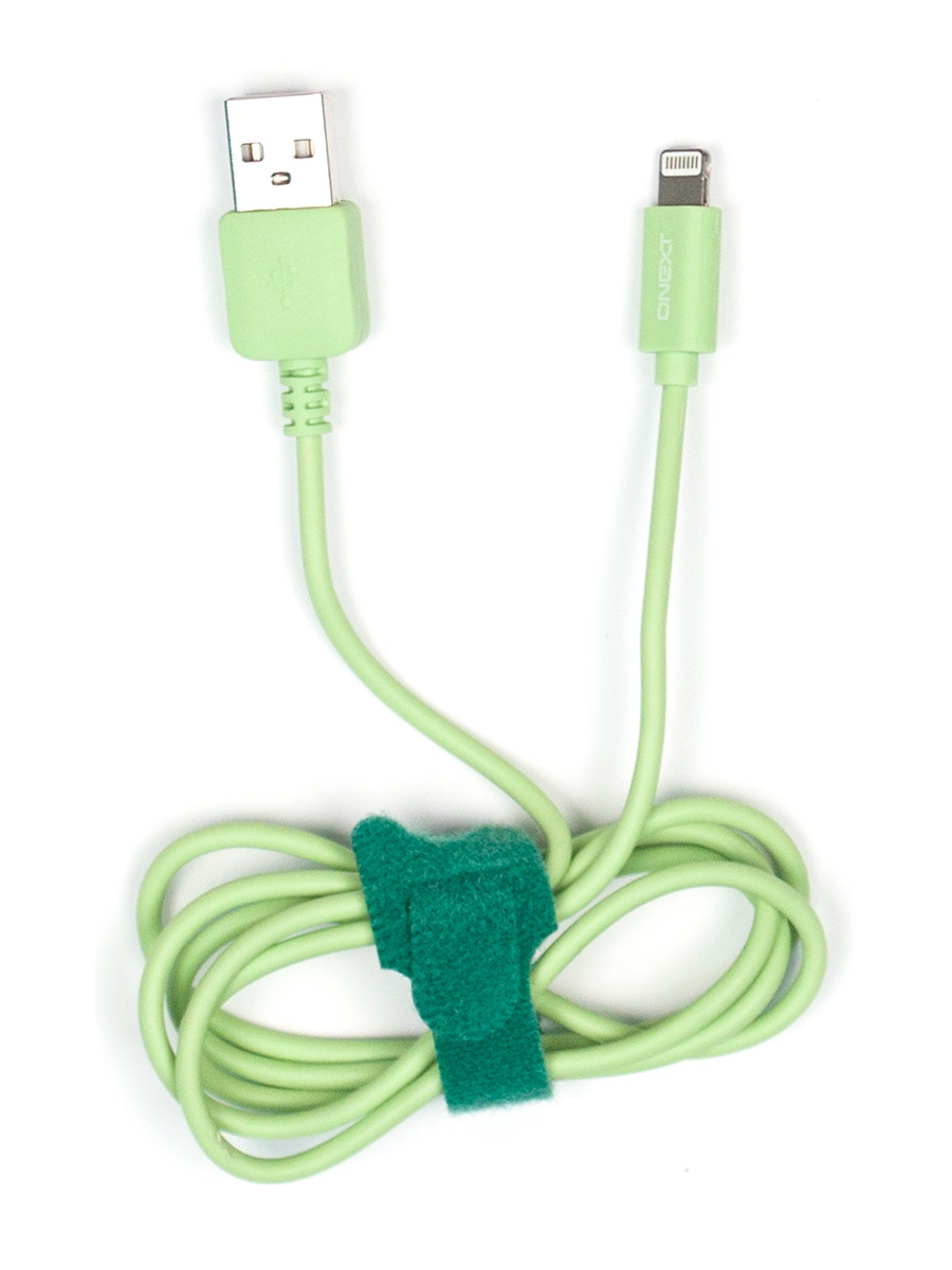 фото Кабель Onext lightning 8-pin - USB-A, 1 м, ТПЭ, зеленый