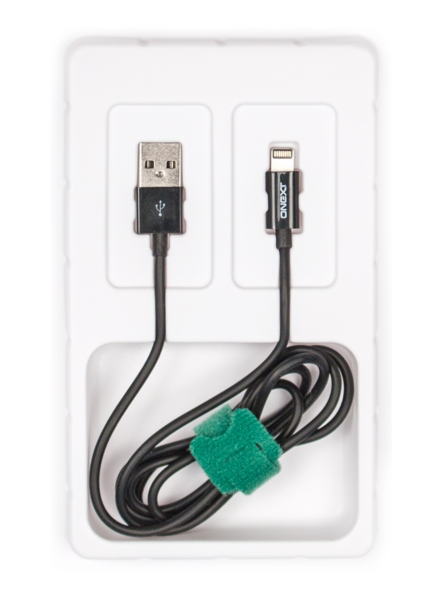 фото Кабель Onext lightning 8-pin - USB-A, 1 м, ТПЭ, черный