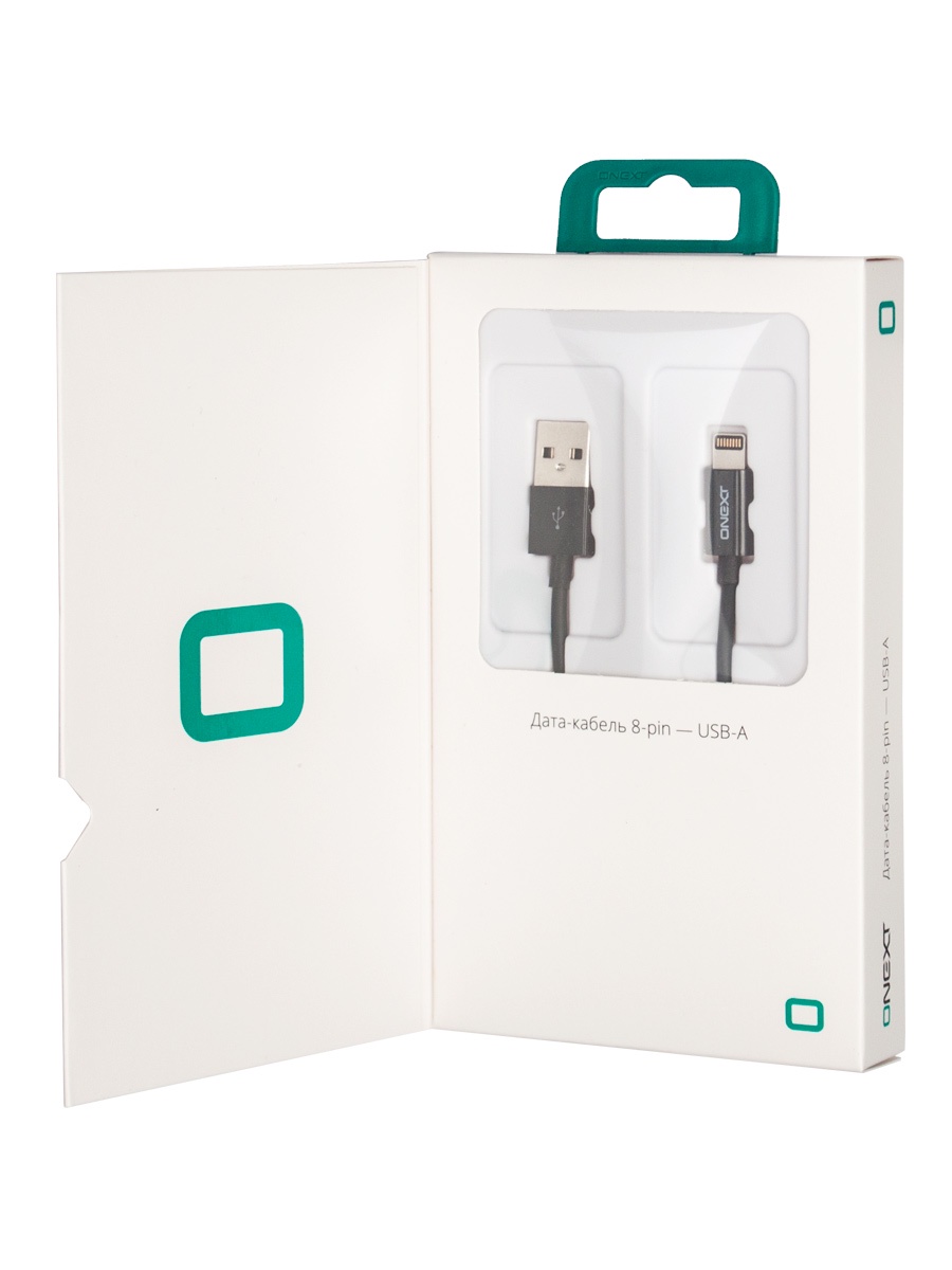 фото Кабель Onext lightning 8-pin - USB-A, 1 м, ТПЭ, черный