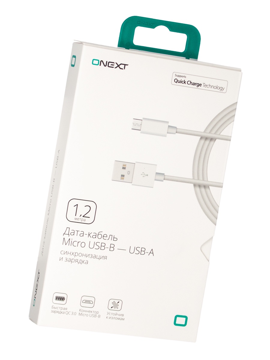 фото Кабель Onext micro USB-B -USB-A, белый