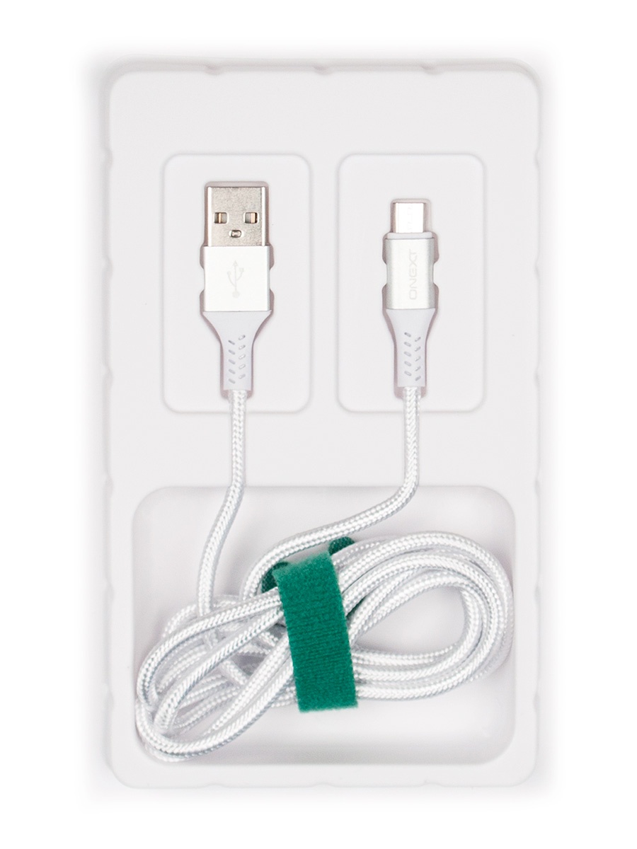 фото Кабель Onext micro USB-B - USB-A, 1,2 м, нейлон, серебристый