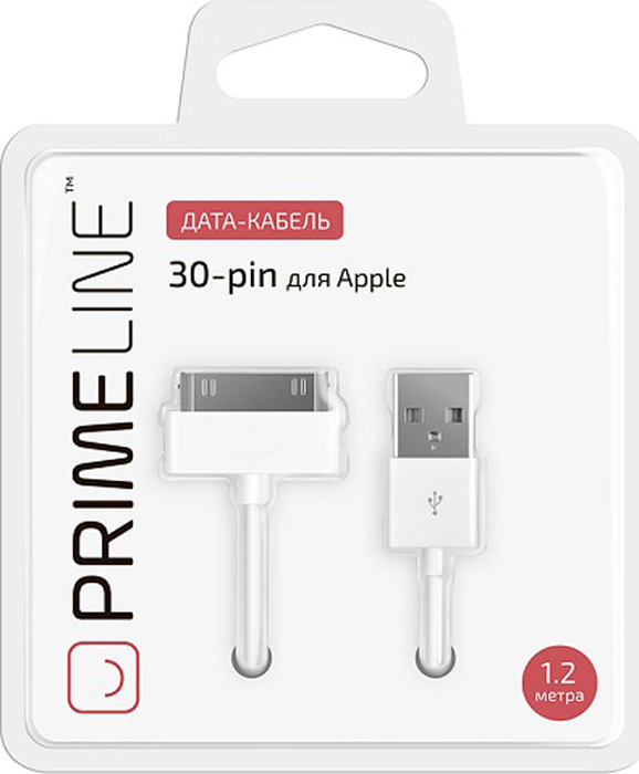 фото Кабель Prime Line Apple 30-pin - USB 1,2 м, 7200, белый