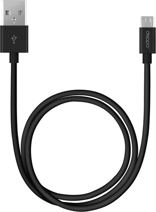 Deppa Color дата-кабель USB-microUSB, Black (1.2 м)
