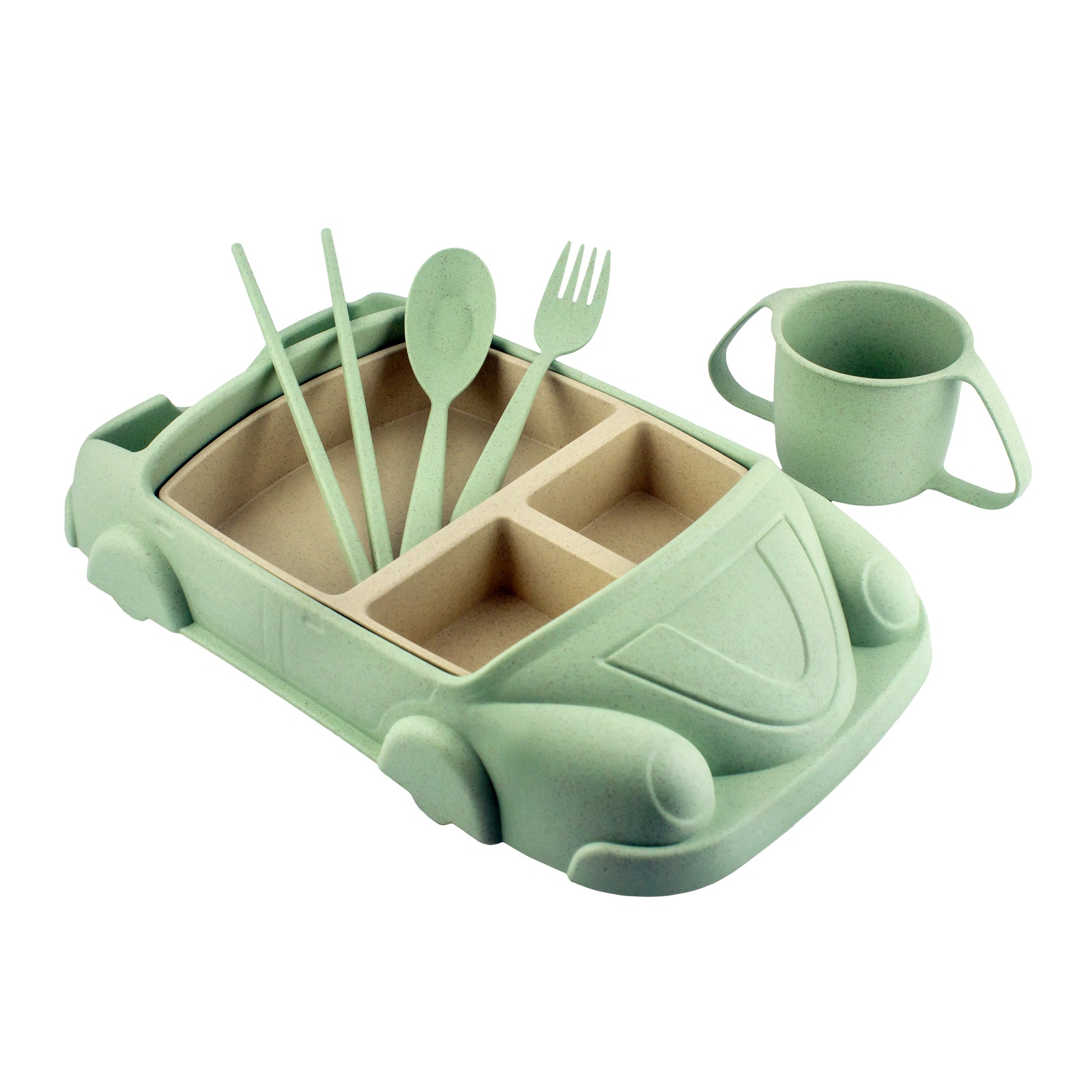 Набор посуды для кормления Molly&Pops Машинка, 2000000002255, светло-зеленый