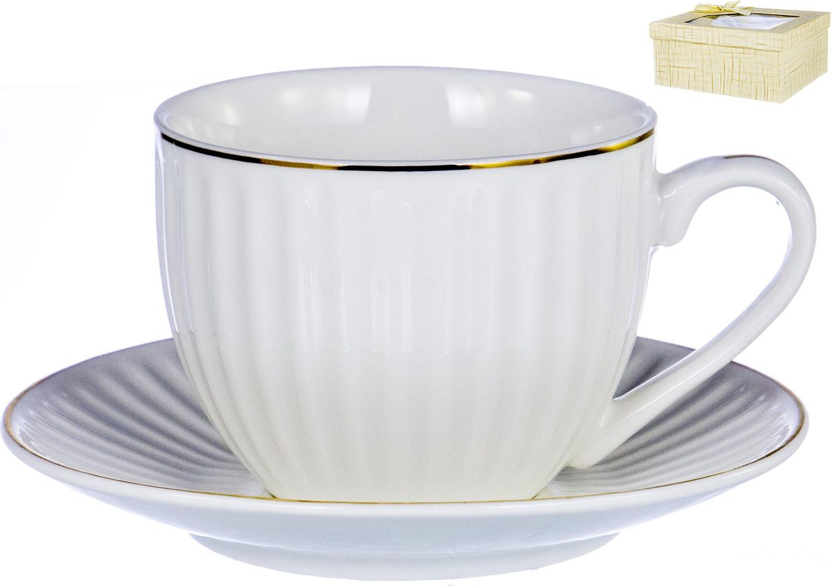 фото Набор чайный Balsford "Грация", 101-01011, белый, золотой, 2 предмета