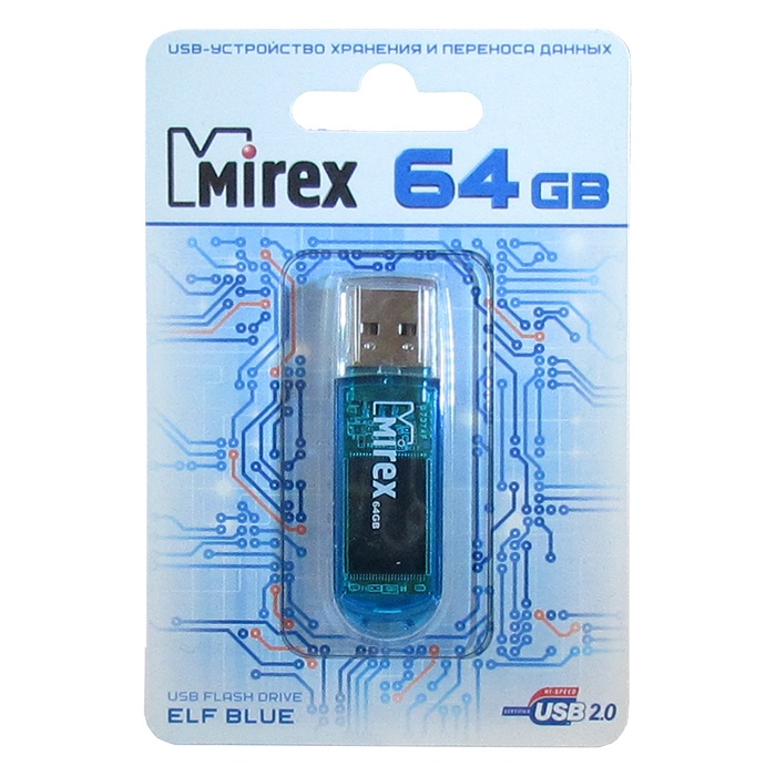 фото USB Флеш-накопитель Mirex ELF USB 2.0 64GB, 13600-FMUBLE64