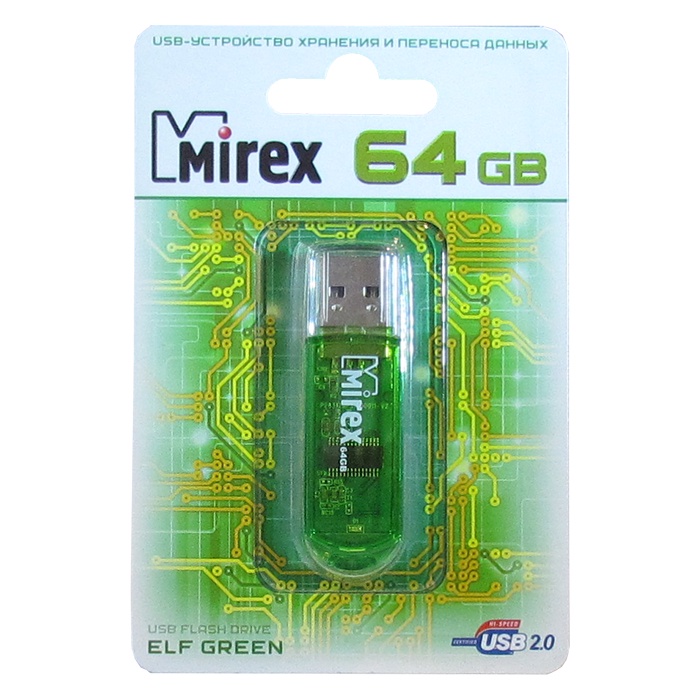 фото USB Флеш-накопитель Mirex ELF USB 2.0 64GB, 13600-FMUGRE64