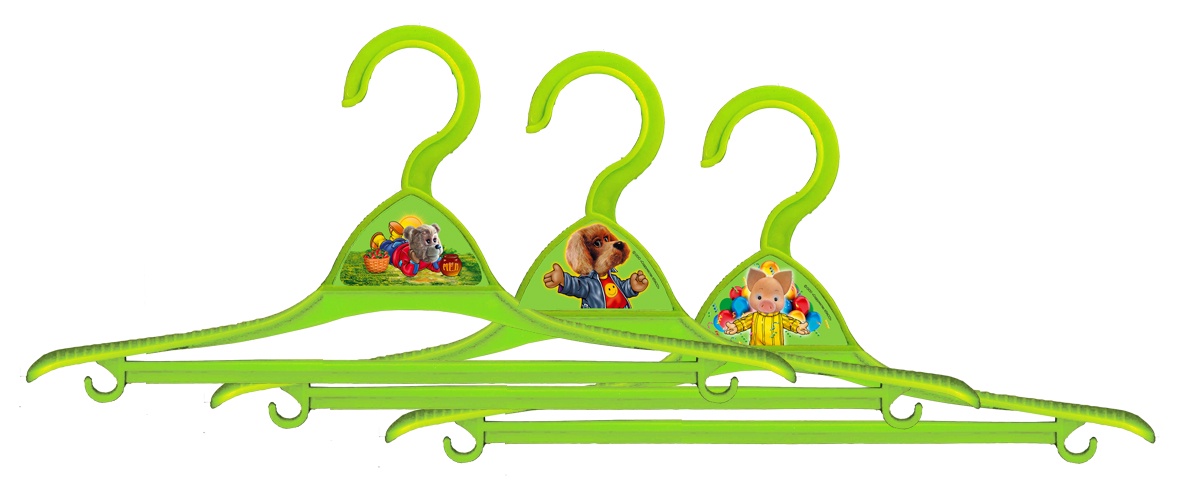 Вешалка АртХаус набор из 3х детских вешалок Спокушки, салатовый