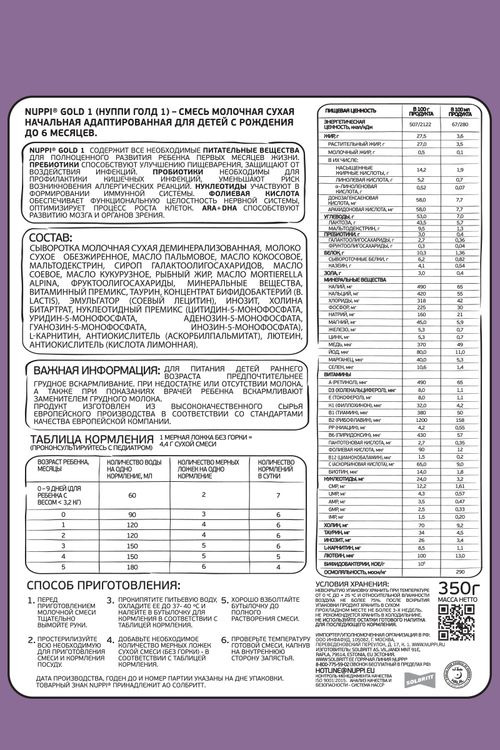 фото Nuppi Смесь Голд №1 молочная в жестяной банке, 12 шт по 350 г